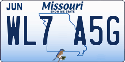 MO license plate WL7A5G