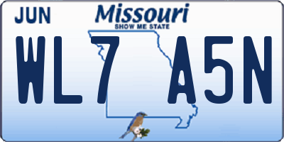 MO license plate WL7A5N