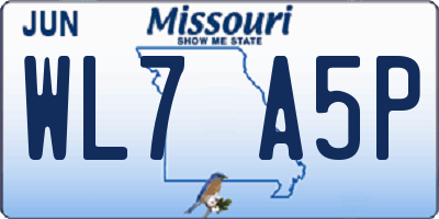 MO license plate WL7A5P