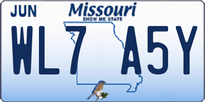 MO license plate WL7A5Y