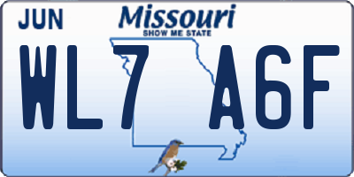 MO license plate WL7A6F