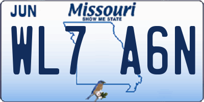 MO license plate WL7A6N