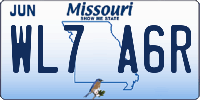 MO license plate WL7A6R
