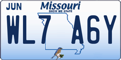 MO license plate WL7A6Y