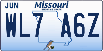 MO license plate WL7A6Z