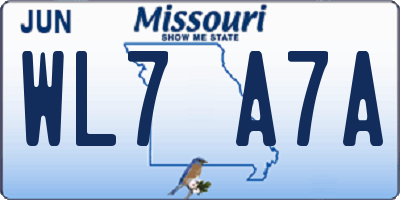MO license plate WL7A7A