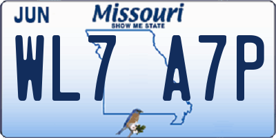 MO license plate WL7A7P