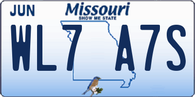 MO license plate WL7A7S