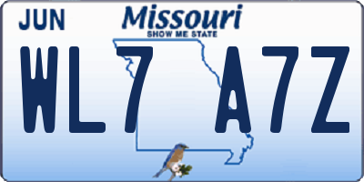 MO license plate WL7A7Z