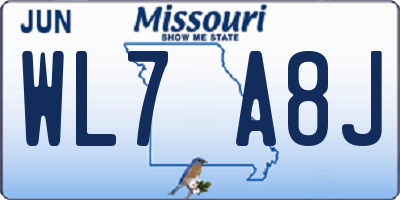 MO license plate WL7A8J