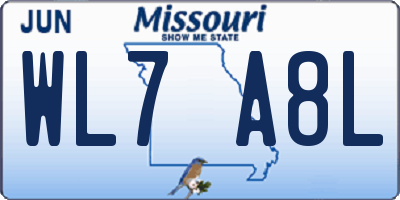 MO license plate WL7A8L