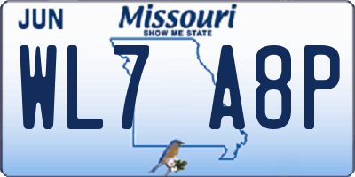 MO license plate WL7A8P