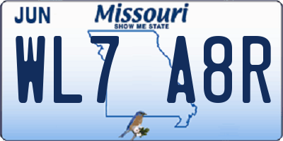 MO license plate WL7A8R