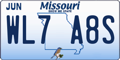 MO license plate WL7A8S