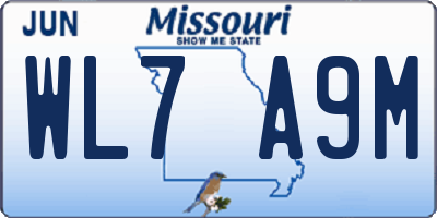 MO license plate WL7A9M