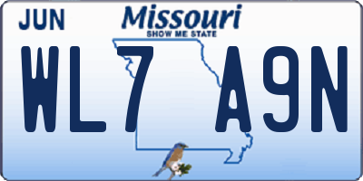 MO license plate WL7A9N