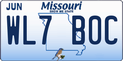 MO license plate WL7B0C