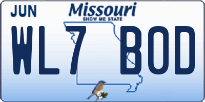 MO license plate WL7B0D