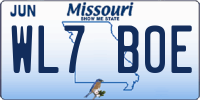 MO license plate WL7B0E