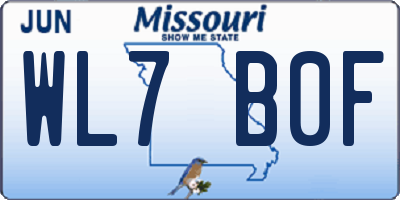 MO license plate WL7B0F