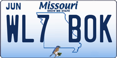 MO license plate WL7B0K