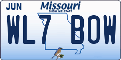 MO license plate WL7B0W