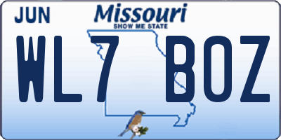 MO license plate WL7B0Z