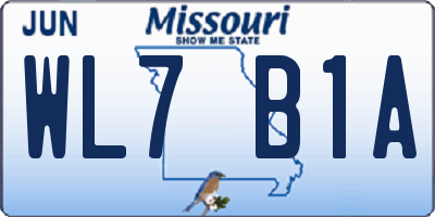 MO license plate WL7B1A