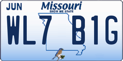 MO license plate WL7B1G