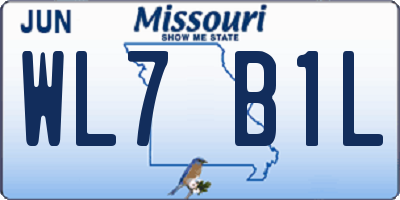 MO license plate WL7B1L