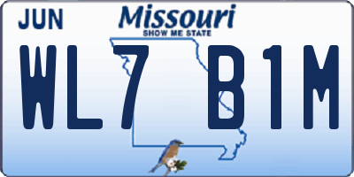 MO license plate WL7B1M