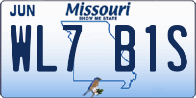 MO license plate WL7B1S