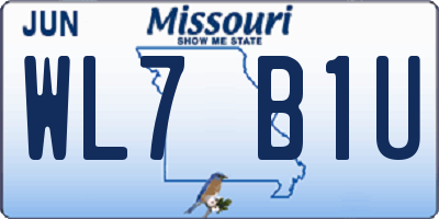 MO license plate WL7B1U
