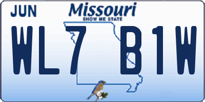 MO license plate WL7B1W