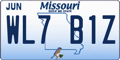 MO license plate WL7B1Z