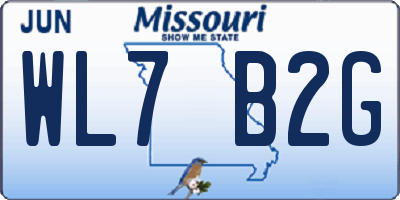 MO license plate WL7B2G