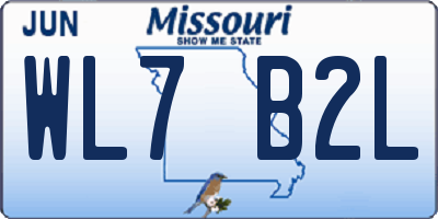 MO license plate WL7B2L