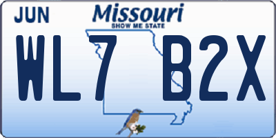 MO license plate WL7B2X