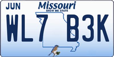 MO license plate WL7B3K