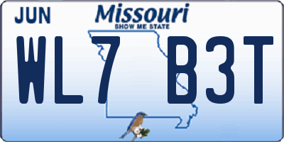 MO license plate WL7B3T