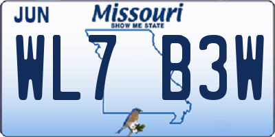 MO license plate WL7B3W