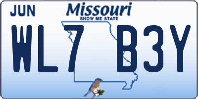 MO license plate WL7B3Y