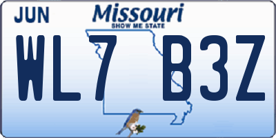 MO license plate WL7B3Z