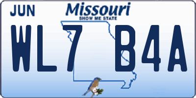 MO license plate WL7B4A
