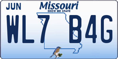 MO license plate WL7B4G