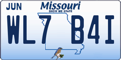 MO license plate WL7B4I