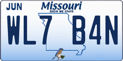 MO license plate WL7B4N