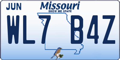MO license plate WL7B4Z