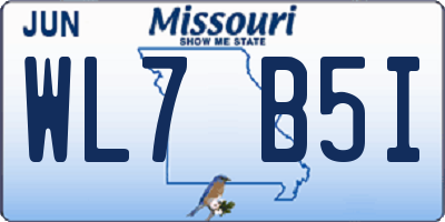MO license plate WL7B5I