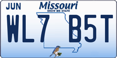 MO license plate WL7B5T